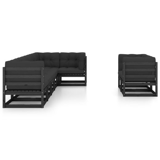 8-tlg. Garten-Lounge-Set mit Kissen Kiefer Massivholz