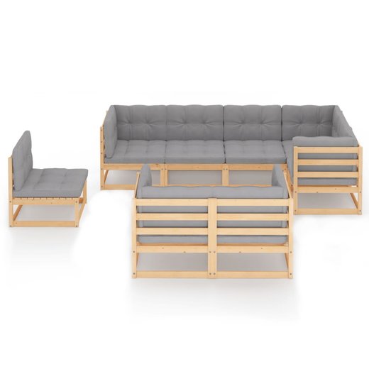 8-tlg. Garten-Lounge-Set mit Kissen Kiefer Massivholz