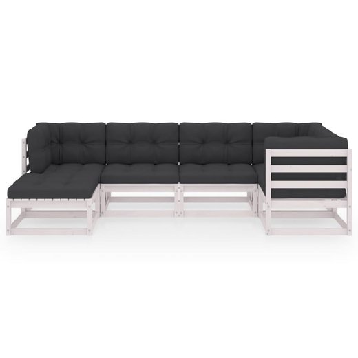 6-tlg. Garten-Lounge-Set mit Kissen Kiefer Massivholz