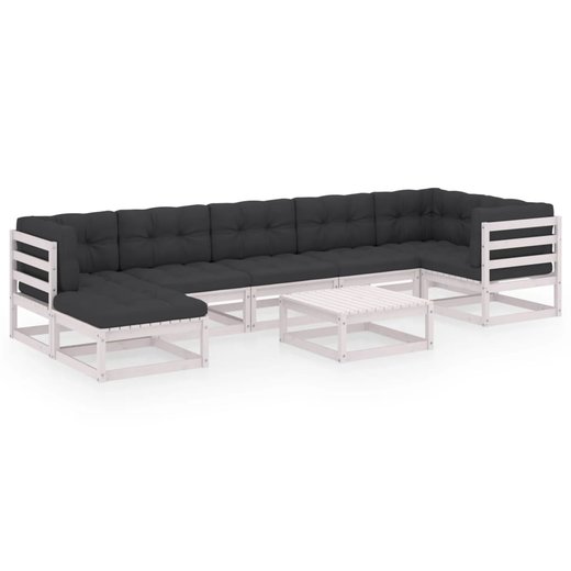 8-tlg. Garten-Lounge-Set mit Kissen Kiefer Massivholz