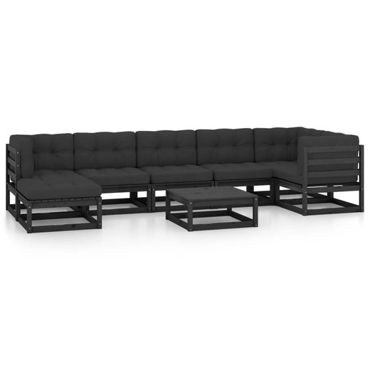 8-tlg. Garten-Lounge-Set mit Kissen Kiefer Massivholz