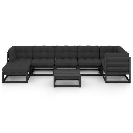 8-tlg. Garten-Lounge-Set mit Kissen Kiefer Massivholz