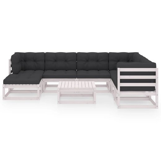 8-tlg. Garten-Lounge-Set mit Kissen Kiefer Massivholz