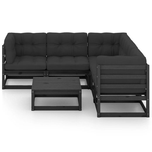 6-tlg. Garten-Lounge-Set mit Kissen Kiefer Massivholz