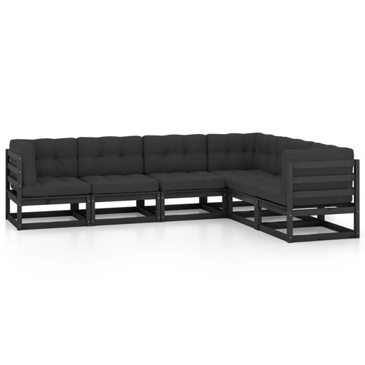 6-tlg. Garten-Lounge-Set mit Kissen Kiefer Massivholz