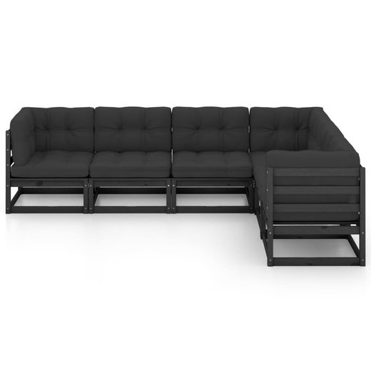 6-tlg. Garten-Lounge-Set mit Kissen Kiefer Massivholz