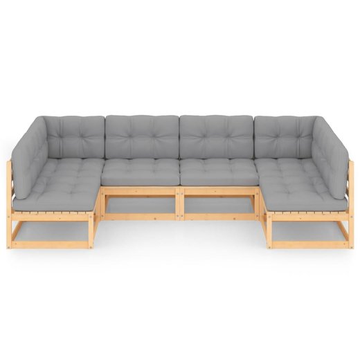6-tlg. Garten-Lounge-Set mit Kissen Kiefer Massivholz