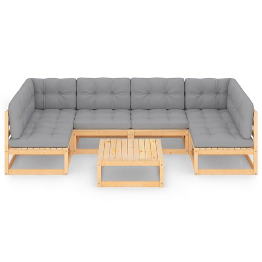 7-tlg. Garten-Lounge-Set mit Kissen Kiefer Massivholz