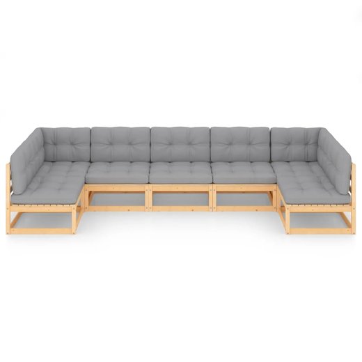 7-tlg. Garten-Lounge-Set mit Kissen Kiefer Massivholz