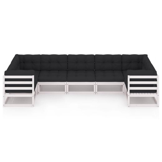 7-tlg. Garten-Lounge-Set mit Kissen Wei Kiefer Massivholz