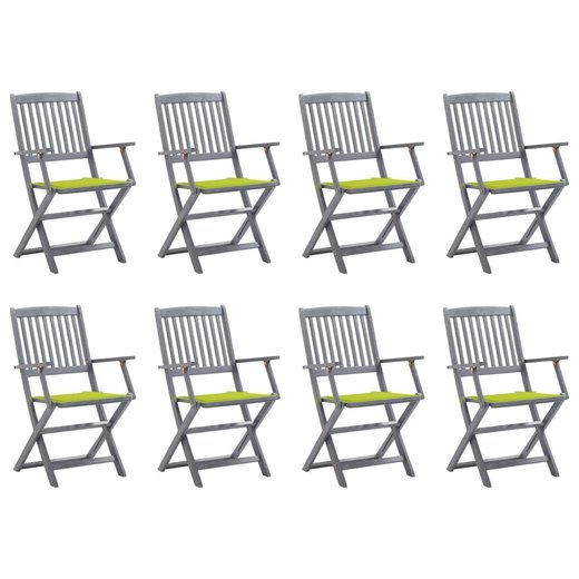 Klappbare Gartensthle 8 Stk. mit Kissen Massivholz Akazie