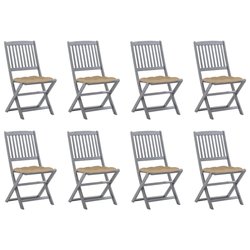 Klappbare Gartensthle 8 Stk. mit Kissen Massivholz Akazie