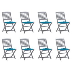 Klappbare Gartenst�hle 8 Stk. mit Kissen Massivholz Akazie