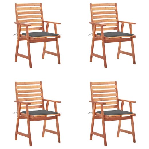 Garten-Esssthle 4 Stk. mit Kissen Massivholz Akazie