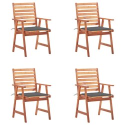 Garten-Esssthle 4 Stk. mit Kissen Massivholz Akazie