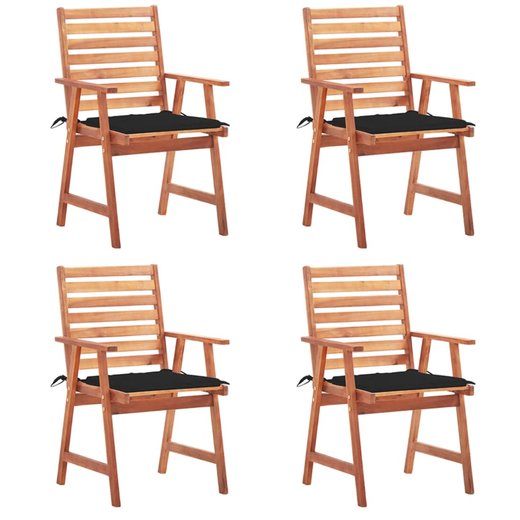 Garten-Esssthle 4 Stk. mit Kissen Massivholz Akazie