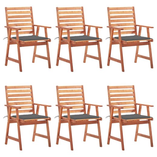 Garten-Esssthle 6 Stk. mit Kissen Massivholz Akazie