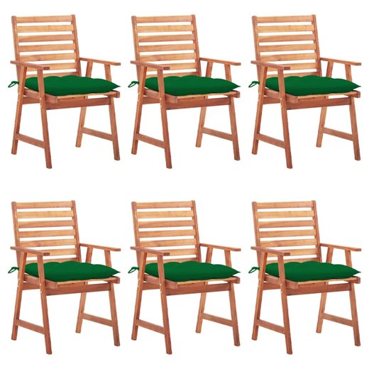 Garten-Esssthle 6 Stk. mit Kissen Massivholz Akazie