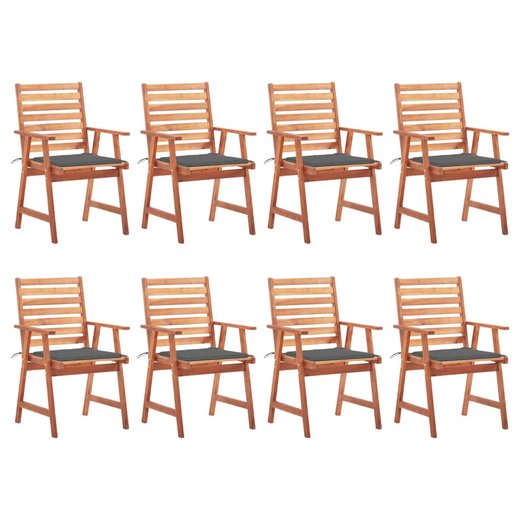 Garten-Esssthle 8 Stk. mit Kissen Massivholz Akazie