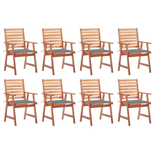 Garten-Esssthle 8 Stk. mit Kissen Massivholz Akazie