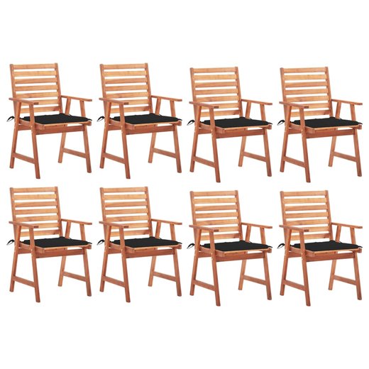 Garten-Esssthle 8 Stk. mit Kissen Massivholz Akazie