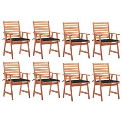 Garten-Esssthle 8 Stk. mit Kissen Massivholz Akazie