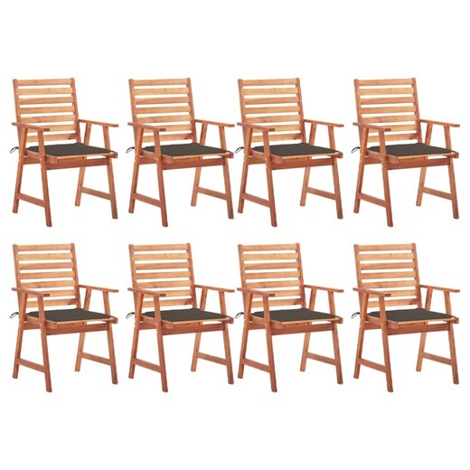 Garten-Esssthle 8 Stk. mit Kissen Massivholz Akazie