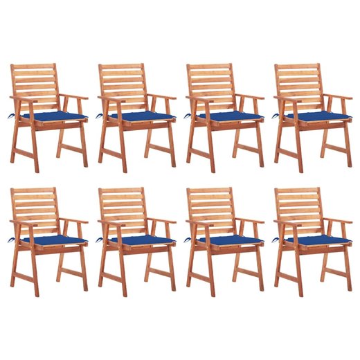 Garten-Esssthle 8 Stk. mit Kissen Massivholz Akazie