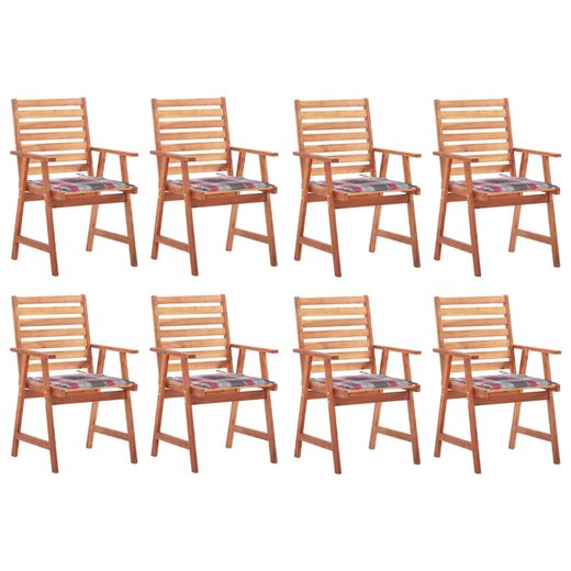 Garten-Esssthle 8 Stk. mit Kissen Massivholz Akazie
