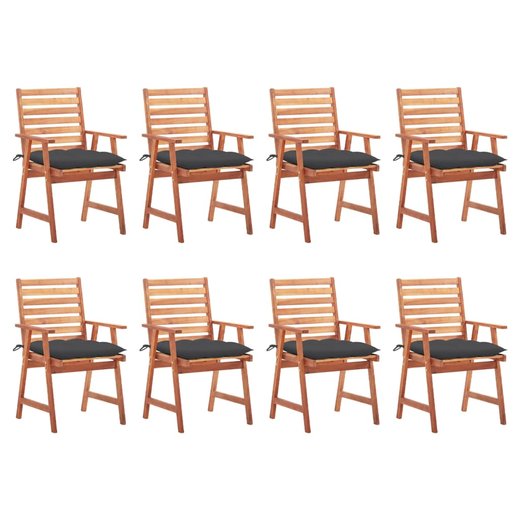 Garten-Esssthle 8 Stk. mit Kissen Massivholz Akazie