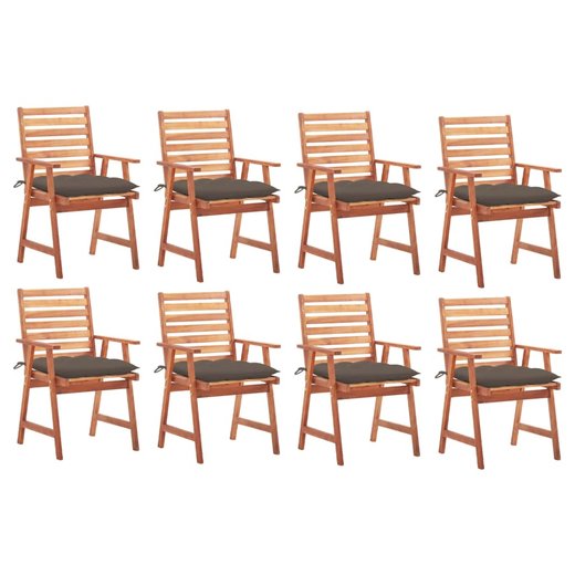 Garten-Esssthle 8 Stk. mit Kissen Massivholz Akazie