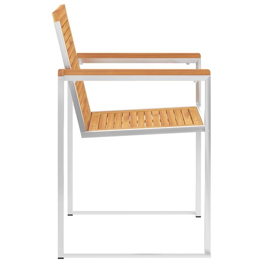 4 Stk. Gartensthle Massivholz Teak und Edelstahl