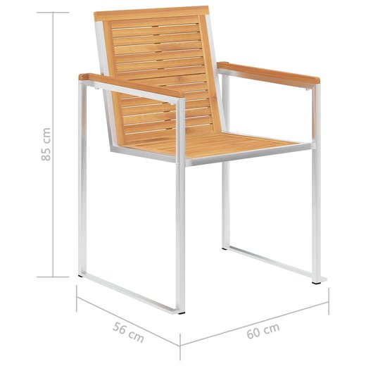 4 Stk. Gartensthle Massivholz Teak und Edelstahl