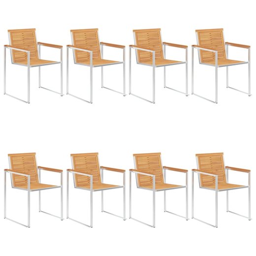 8 Stk. Gartensthle Massivholz Teak und Edelstahl
