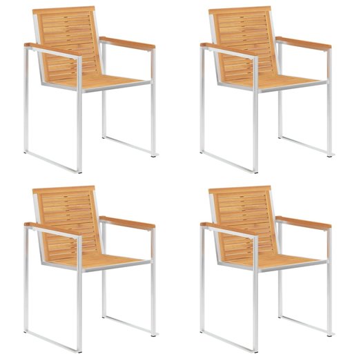 4 Stk. Gartensthle mit Kissen Massivholz Teak