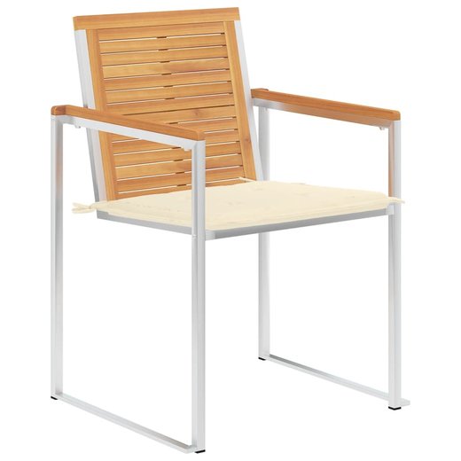 4 Stk. Gartensthle mit Kissen Massivholz Teak