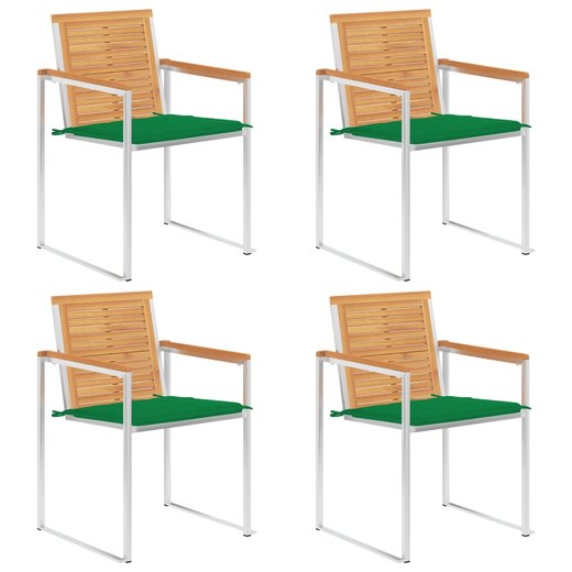 Gartensthle 4 Stk. mit Kissen Massivholz Teak