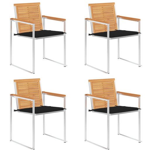 Gartensthle 4 Stk. mit Kissen Massivholz Teak