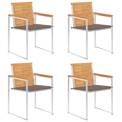 Gartensthle 4 Stk. mit Kissen Massivholz Teak