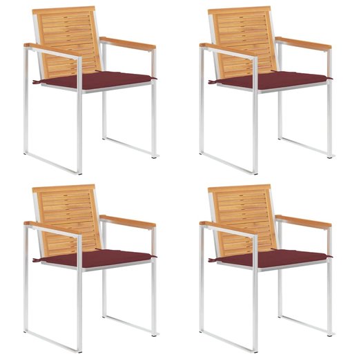 Gartensthle 4 Stk. mit Kissen Massivholz Teak