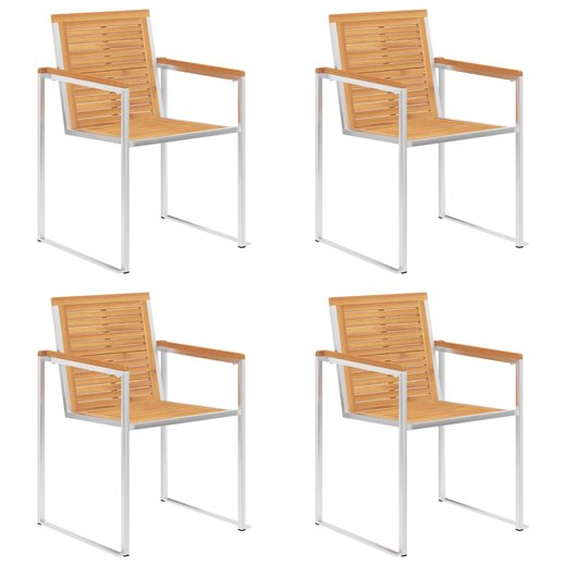 Gartensthle 4 Stk. mit Kissen Massivholz Teak