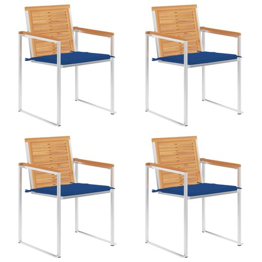 Gartensthle 4 Stk. mit Kissen Massivholz Teak