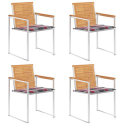 Gartensthle 4 Stk. mit Kissen Massivholz Teak