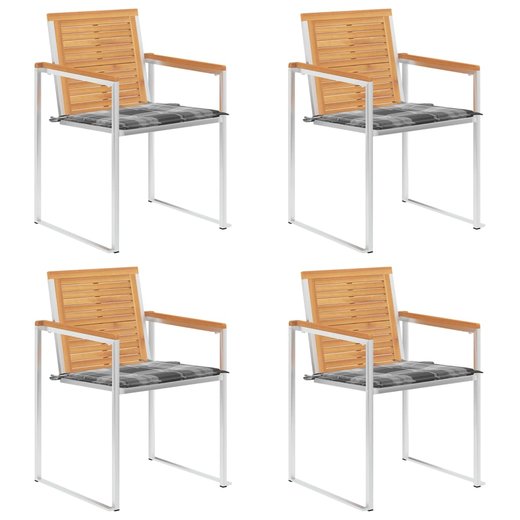 Gartensthle 4 Stk. mit Kissen Massivholz Teak