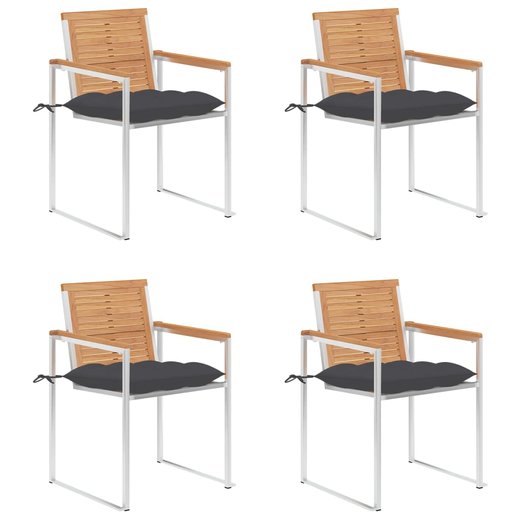 Gartensthle 4 Stk. mit Kissen Massivholz Teak