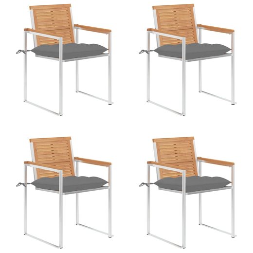 Gartensthle 4 Stk. mit Kissen Massivholz Teak