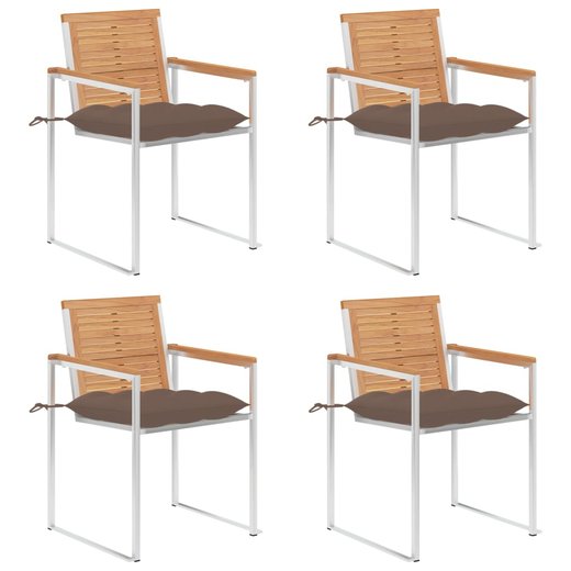 Gartensthle 4 Stk. mit Kissen Massivholz Teak