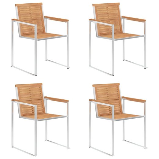 Gartensthle 4 Stk. mit Kissen Massivholz Teak