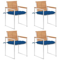 Gartensthle 4 Stk. mit Kissen Massivholz Teak