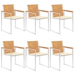 6 Stk. Gartensthle mit Kissen Massivholz Teak